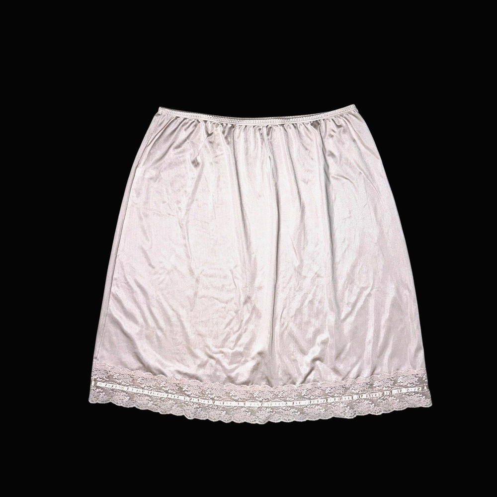 Vintage Formfit a cut Above Champagne Pink Beige Lace Hem Half Slip Tall Size XX